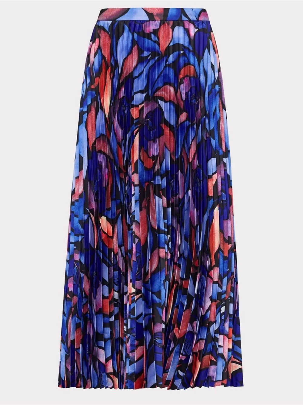 MILLY Otha Printed Pleated Midi Skirt In Dream Rose Blue Size 10 NWT Flowy